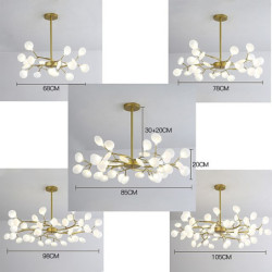 led pendel lysekrone sort guld 18/30/36/45/54 hoveder sputnik design metal sputnik malede finish moderne nordisk stil