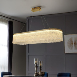 Moderne LED Pendellampe - 80 cm Guld Cirkeldesign i Galvaniseret Metal til Køkken og Lanterne Belysning