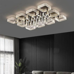 led lysekroner dæmpbare loftslys 10-lys 110cm moderne luksus geometri design 150cm guldkrystal til boliginteriør køkken soveværelse kreativ lampe lys