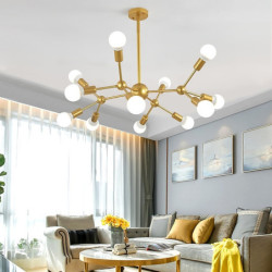 12 pærer 90cm lysekrone Sputnik lys guld sortmalet finish klynge design metal 60w loftlampe til stue pære ikke inkluderet