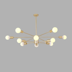 12 hoveder 96cm led lysekrone pendel lys nordisk guld sputnik moderne stue spisestue soveværelse metal malet finish