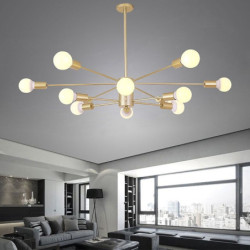 12 hoveder 96cm led lysekrone pendel lys nordisk guld sputnik moderne stue spisestue soveværelse metal malet finish