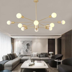 12 hoveder 96cm led lysekrone pendel lys nordisk guld sputnik moderne stue spisestue soveværelse metal malet finish