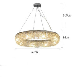 led pendellamper, 6-lys ring hængende lamper, 19,5″ moderne krystal metal lysekrone i krom 110v-240v loft hængende lys pendel til stue soveværelse restaurant hotel