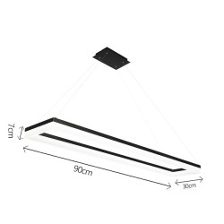 90cm led pendel firkantet design sort moderne ø lys aluminium spisestue kontor bibliotek