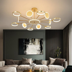 6/8/12 hoveder led vedhængslys lysekrone moderne sort guld cirkel justerbar design metal kunstnerisk stil udhulet malede finish moderne nordisk stil