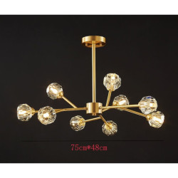 led pendel lysekrone guld krystal 6 9 12 hoveder unikt design kobber messing led nordisk stil