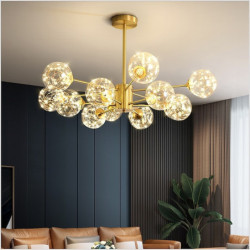 led pendellampe lysekrone guld moderne globe design 6/8/12 hoveder kobber globe messing