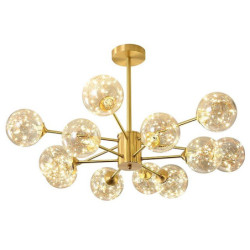 led pendellampe lysekrone guld moderne globe design 6/8/12 hoveder kobber globe messing