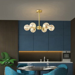 led pendellampe lysekrone guld moderne globe design 6/8/12 hoveder kobber globe messing