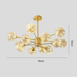 led pendellampe lysekrone guld moderne globe design 6/8/12 hoveder kobber globe messing