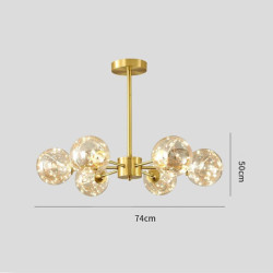 led pendellampe lysekrone guld moderne globe design 6/8/12 hoveder kobber globe messing