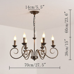 lysekrone metal vintage stil sort kobber 70cm lys stil klassisk grundmalet finish traditionelle klassiske land 6 8 hoveder