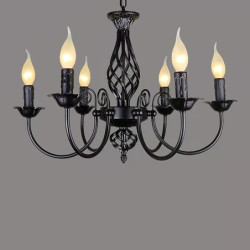 lysekrone metal vintage stil lys stil sort hvid klassisk grundmalet finish traditionelle klassiske land 5 6 8 hoveder