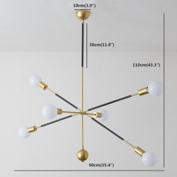 90cm sputnik design lysekrone metal sputnik malet finish moderne (pære medfølger ikke)