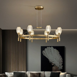 ledet loftlampe kobber cirkel ring design moderne guld geometriske former lysekrone kobber moderne stil messing moderne nordisk stil 6 8 10 15 hoveder