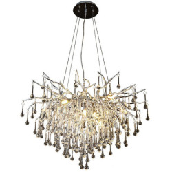 krystal lysekrone luksus 60/80cm varm hvid krom stue lampe kreativ trægren vanddråbe lysekrone glas kunst villa kommerciel spise