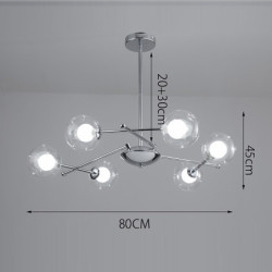 lysekroner lampe pendellampe lysekrone loftlampe mid century pendel armatur globus glasskærm armatur til spisestue stue sølv 6/8 lys