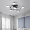 moderne semi flush mount loftslampe cirkulær akryl 4/6 hoveder led loftslampe nordisk grå sputnik lysarmatur med træ dekoration til stue spisestue soveværelse