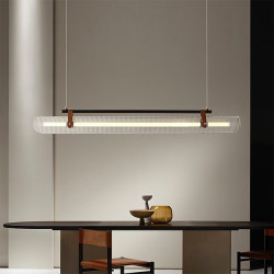 led pendel dæmpbar linje design sort guld 80cm metal akryl loft lysekrone lysarmatur til spisestue kontor køkken