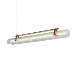 led pendel dæmpbar linje design sort guld 80cm metal akryl loft lysekrone lysarmatur til spisestue kontor køkken