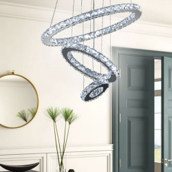 3 ringe LED krystal lysekrone vedhæng lys runde ring loft lysekroner lys lampe hængende armaturer til spisestue hotel hjem