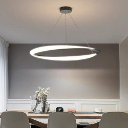 60cm led pendel 1-lys ring cirkel design dæmpbar aluminium malet finish luksuriøs moderne stil spisestue soveværelse