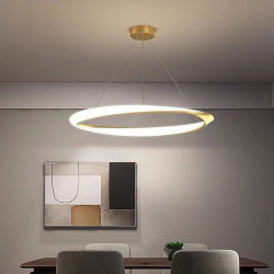 60cm led pendel 1-lys ring cirkel design dæmpbar aluminium malet finish luksuriøs moderne stil spisestue soveværelse