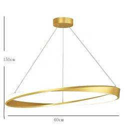 60cm led pendel 1-lys ring cirkel design dæmpbar aluminium malet finish luksuriøs moderne stil spisestue soveværelse