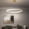 60cm led pendel 1-lys ring cirkel design dæmpbar aluminium malet finish luksuriøs moderne stil spisestue soveværelse