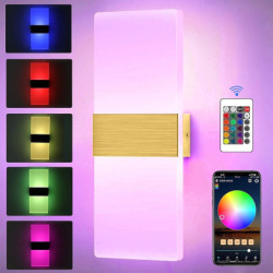 led rgb wifi bluetooth 2.4g dæmpende væglampe 10w rgb smart akryl indendørs væglampe app kontrol kompatibel med alexa og google...