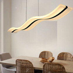 led pendel 97cm 36w bølgeform akryl moderne simpelt mode hængende lys med fjernbetjening til arbejdsværelse kontor spisestue...