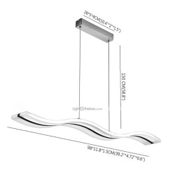 led pendel 97cm 36w bølgeform akryl moderne simpelt mode hængende lys med fjernbetjening til arbejdsværelse kontor spisestue lysarmatur
