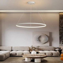 60 80cm led pendel cirkel design unikt design metal malede finish moderne moderne kun dæmpbar med fjernbetjening