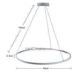 60 80cm led pendel cirkel design unikt design metal malede finish moderne moderne kun dæmpbar med fjernbetjening