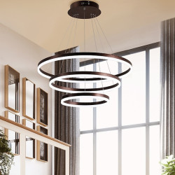 led pendel 3-lys 80cm/60cm/40cm ring cirkel design 113w aluminium malet finish moderne downlight smart wifi kontrol dæmpbar med fjernbetjening