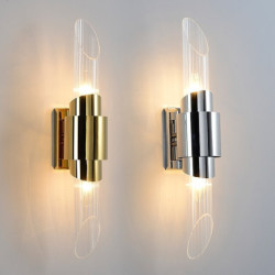 led væglampe metal glas minimalisme guld op og ned varmt hvidt lys 5w væglampe moderne moderne stil stue soveværelse spisestue m