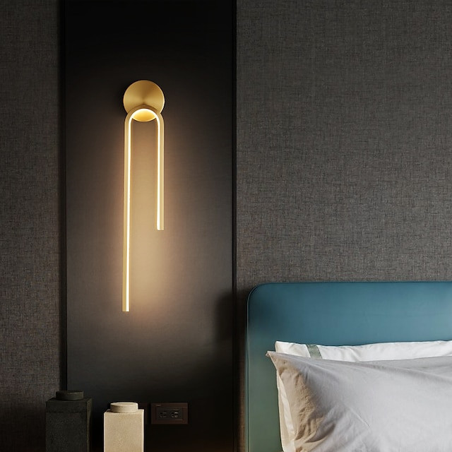 led væglampe indendørs kobber, moderne led væglampe belysning 21,4″ lineær slankt rørformet guld vægmonteret lampe til trappe, s