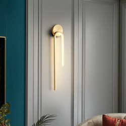 led væglampe indendørs kobber, moderne led væglampe belysning 21,4″ lineær slankt rørformet guld vægmonteret lampe til trappe, soveværelse