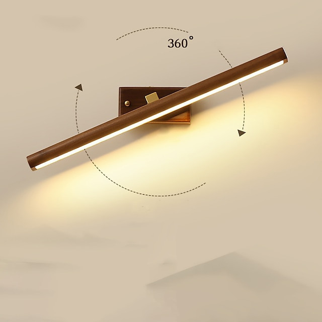 vaskeskabslampe 350° roterbar jord sort valnøddetræ kobber ip20 40/60/90cm led spejl frontlampe led badeværelseslys over spejl vægbelysningsarmaturer til badeværelse soveværelse stue skab