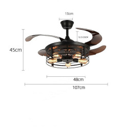 loftsventilator med lys 42 tommer 5-lys sort rustik loftsventilator med fjernbetjening varm hvid med pærer