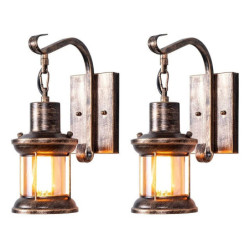 rustik væglampe 2-i-1 olieret bronze vintage væglampe sengelampe armaturer hardwired stik i industriel glasskærm lanterne belysning retro lampe metal væglampe eu / us stik