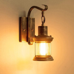 rustik væglampe 2-i-1 olieret bronze vintage væglampe sengelampe armaturer hardwired stik i industriel glasskærm lanterne belysning retro lampe metal væglampe eu / us stik