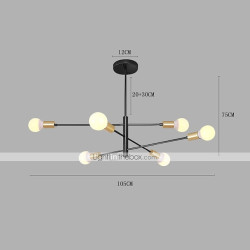 6-lys 105cm lysekrone metal sputnik design pendel malet finish moderne kunstnerisk nordisk stil soveværelse stue lys