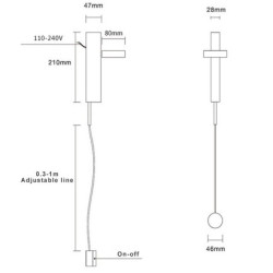 28cm roterende sort væg lLys led væglampetter enkel stil til soveværelse/gang nordisk stil