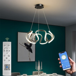 led pendel 50cm 1-lys ring cirkel design dæmpbar aluminium malet finish luksuriøs moderne stil spisestue soveværelse pendel kun dæmpbar med fjernbetjening