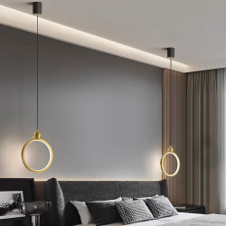 led pendel moderne nordisk ø lys sengelampe cirkel ring desgin 20cm metal malet finish stue soveværelse spisestue