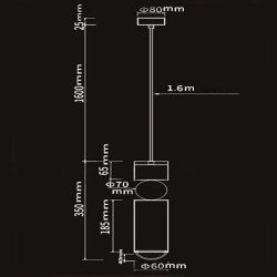 6cm led pendel ø-lys enkelt design metalcylinder galvaniseret moderne