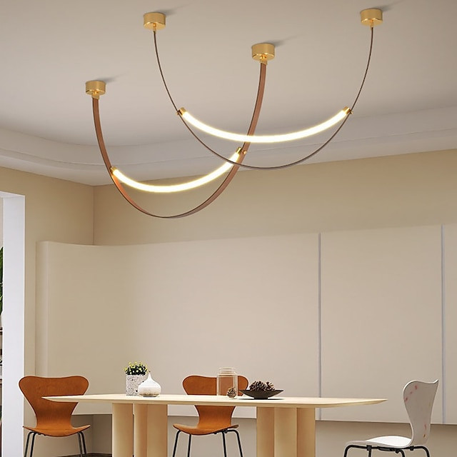 led pendant lys liner design 60cm stue læder lysekroner spisebord loft lysekrone køkken hængende armatur indendørs belysning lampe, til køkkenø