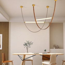 led pendant lys liner design 60cm stue læder lysekroner spisebord loft lysekrone køkken hængende armatur indendørs belysning lampe, til køkkenø